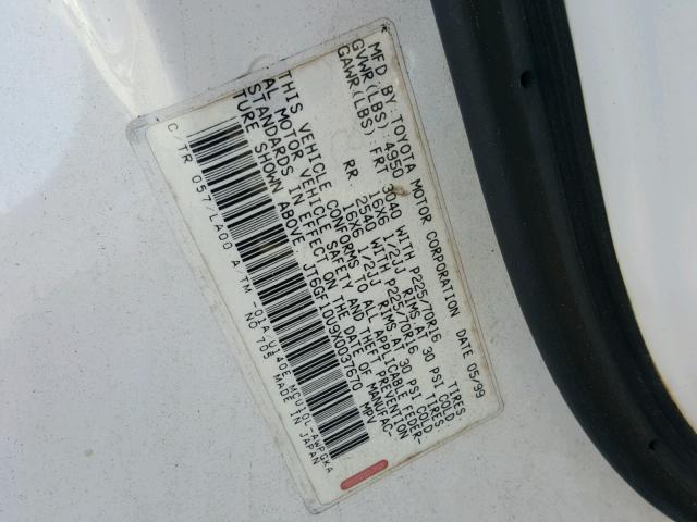 JT6GF10U9X0037670 - 1999 LEXUS RX 300 WHITE photo 10