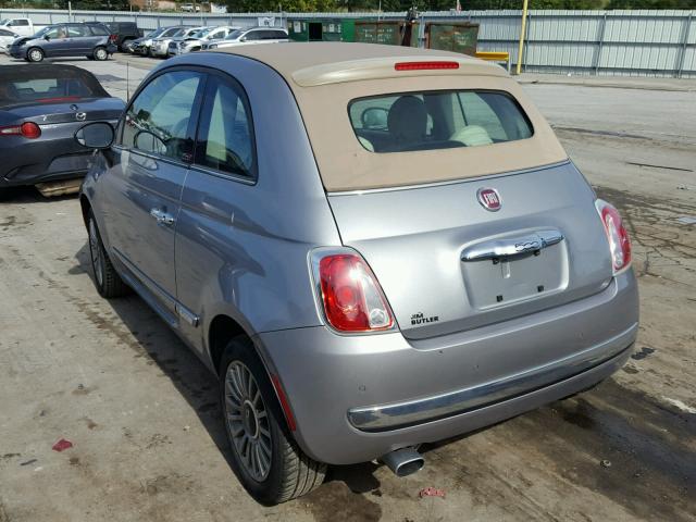 3C3CFFER9FT657384 - 2015 FIAT 500 LOUNGE SILVER photo 3