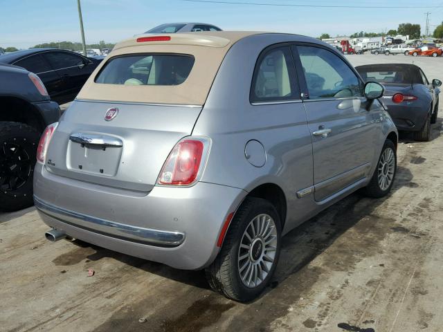 3C3CFFER9FT657384 - 2015 FIAT 500 LOUNGE SILVER photo 4