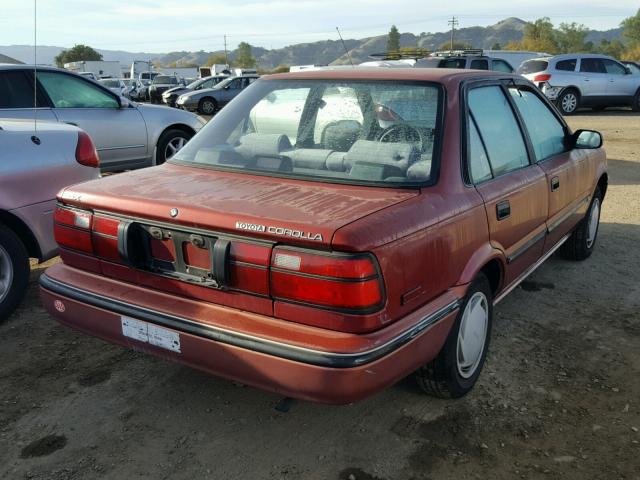 1NXAE94A6MZ197666 - 1991 TOYOTA COROLLA DL MAROON photo 4