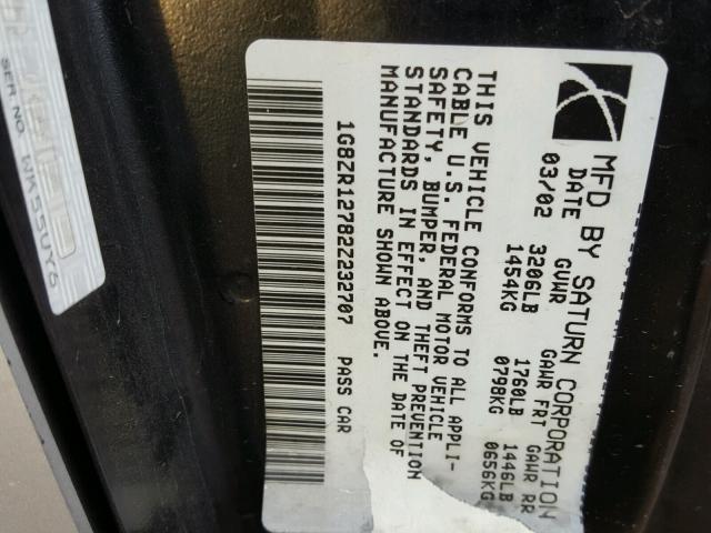 1G8ZR12782Z232707 - 2002 SATURN SC2 SILVER photo 10