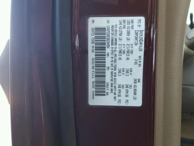 1D4GP25B53B234954 - 2003 DODGE CARAVAN SE MAROON photo 10