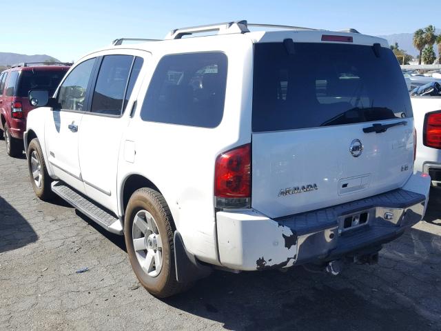 5N1AA08B55N722612 - 2005 NISSAN ARMADA SE WHITE photo 3