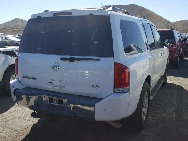 5N1AA08B55N722612 - 2005 NISSAN ARMADA SE WHITE photo 4