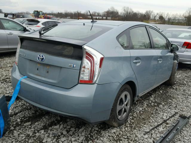 JTDKN3DU7E1762560 - 2014 TOYOTA PRIUS TEAL photo 4