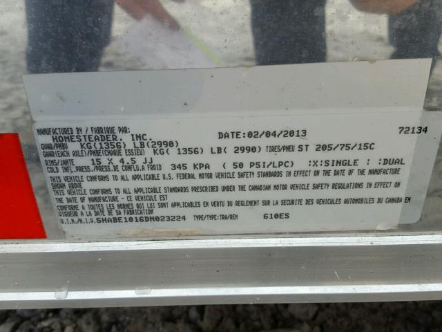 5HABE1016DN023224 - 2013 ACTO TRAILER TWO TONE photo 10