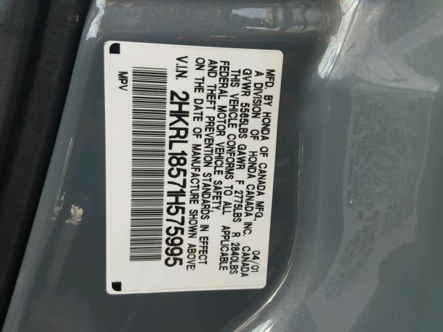 2HKRL18571H575995 - 2001 HONDA ODYSSEY LX GRAY photo 10