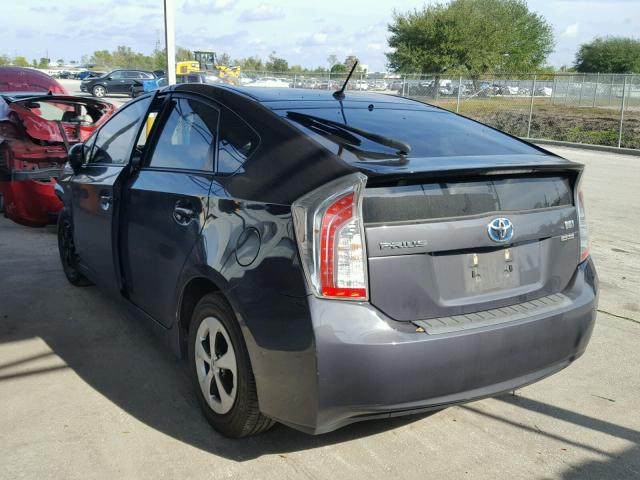 JTDKN3DU9D5605703 - 2013 TOYOTA PRIUS GRAY photo 3