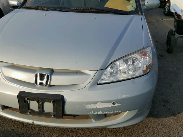 JHMES96655S015510 - 2005 HONDA CIVIC HYBR BLUE photo 9