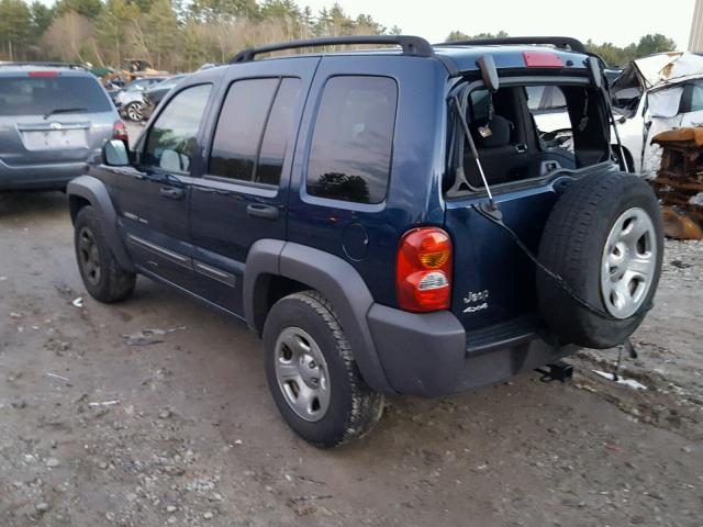 1J4GL48K43W706371 - 2003 JEEP LIBERTY SP BLUE photo 3