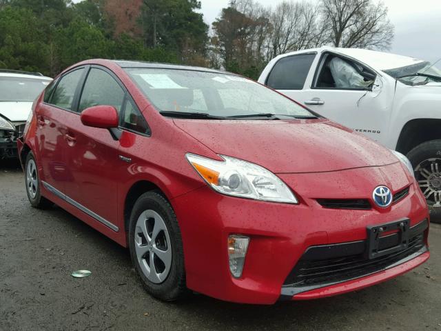 JTDKN3DUXC1542360 - 2012 TOYOTA PRIUS RED photo 1