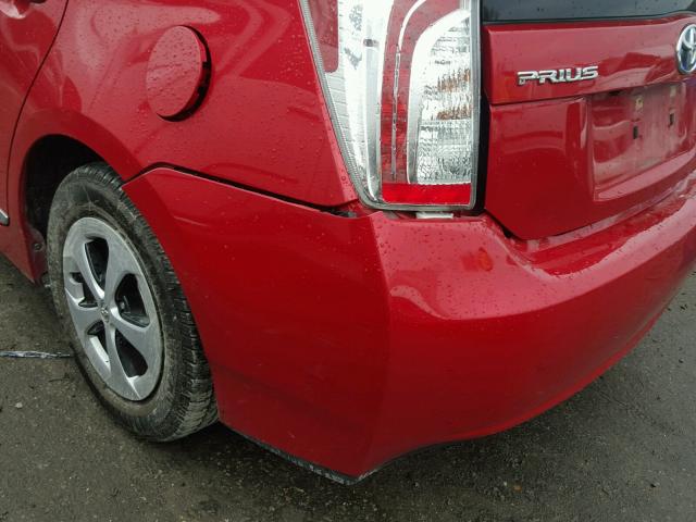 JTDKN3DUXC1542360 - 2012 TOYOTA PRIUS RED photo 9