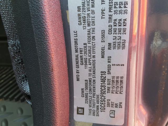 1GCESCF92C8146218 - 2012 CHEVROLET COLORADO L GRAY photo 10