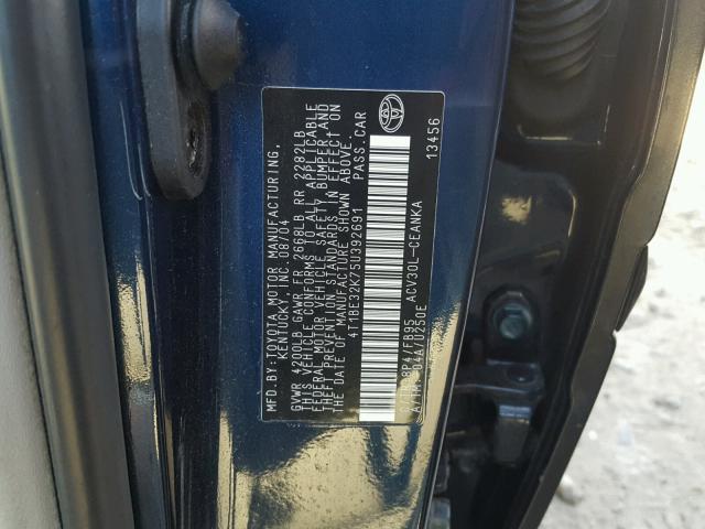 4T1BE32K75U392691 - 2005 TOYOTA CAMRY LE BLUE photo 10