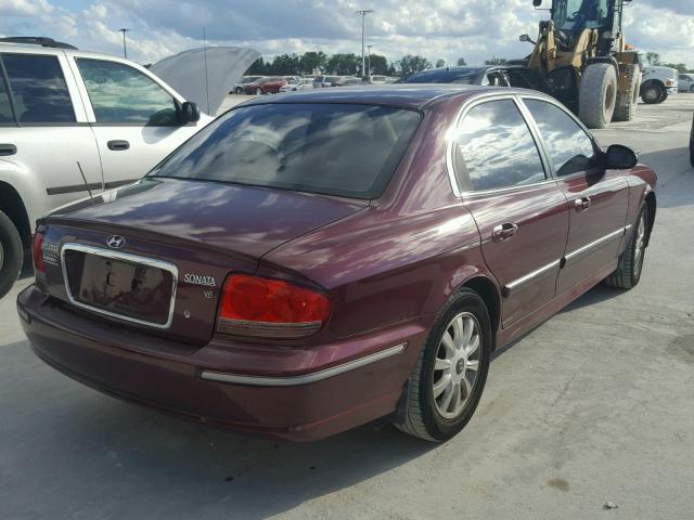 KMHWF35H25A171404 - 2005 HYUNDAI SONATA GLS BURGUNDY photo 4