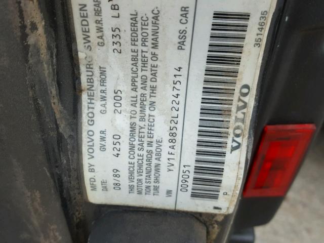 YV1FA8852L2247514 - 1990 VOLVO 740 BASE GRAY photo 10