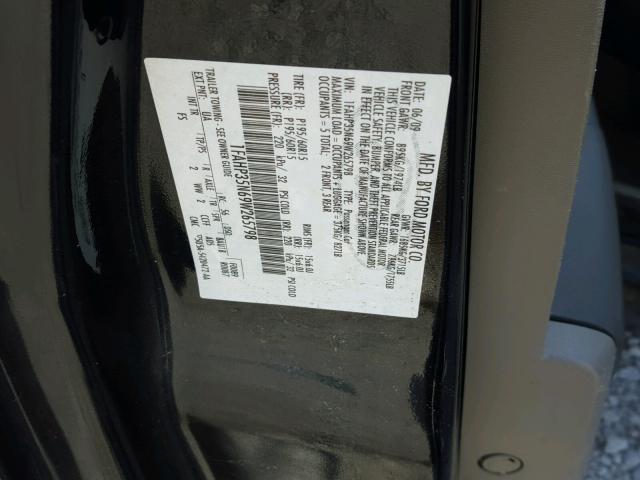 1FAHP35N69W265798 - 2009 FORD FOCUS SE BLACK photo 10