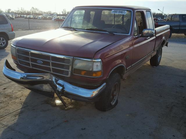 1FTEX14H9SKA00769 - 1995 FORD F150 MAROON photo 2