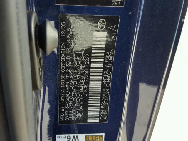 JTKDE177260112229 - 2006 TOYOTA SCION TC 蓝色 照片 10