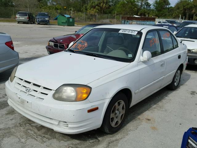 KMHCG45C43U491393 - 2003 HYUNDAI ACCENT GL WHITE photo 2