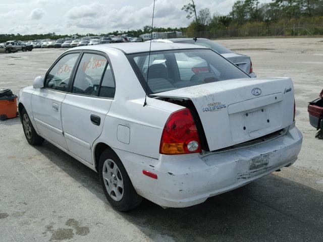 KMHCG45C43U491393 - 2003 HYUNDAI ACCENT GL WHITE photo 3