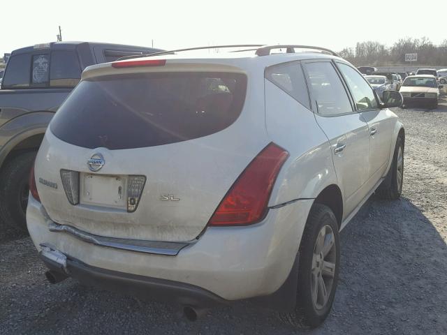 JN8AZ08T87W500864 - 2007 NISSAN MURANO SL WHITE photo 4