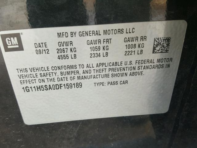 1G11H5SA0DF159189 - 2013 CHEVROLET MALIBU LTZ 黑色 照片 10