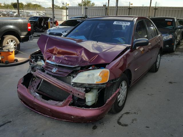 1HGES16593L024116 - 2003 HONDA CIVIC LX BURGUNDY photo 2