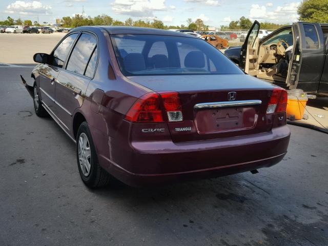 1HGES16593L024116 - 2003 HONDA CIVIC LX BURGUNDY photo 3