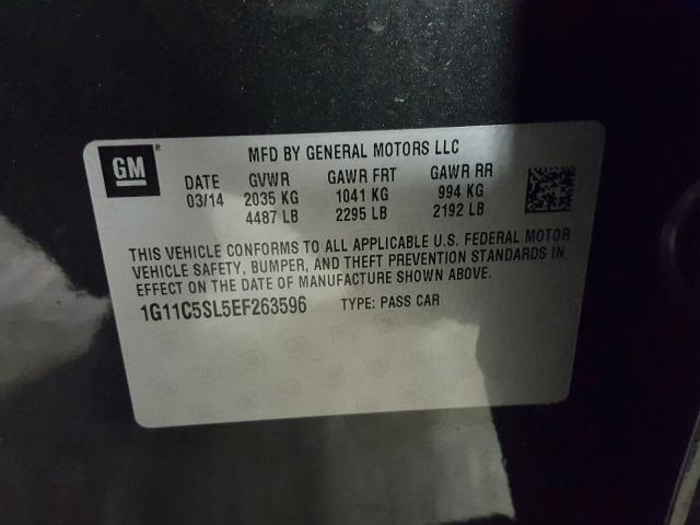 1G11C5SL5EF263596 - 2014 CHEVROLET MALIBU 1LT CHARCOAL photo 10