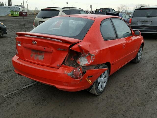 KMHCG35GX3U253769 - 2003 HYUNDAI ACCENT BAS RED photo 4