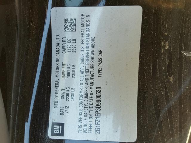 2G1FZ1EP3D9800520 - 2013 CHEVROLET CAMARO ZL1 黑色 照片 10