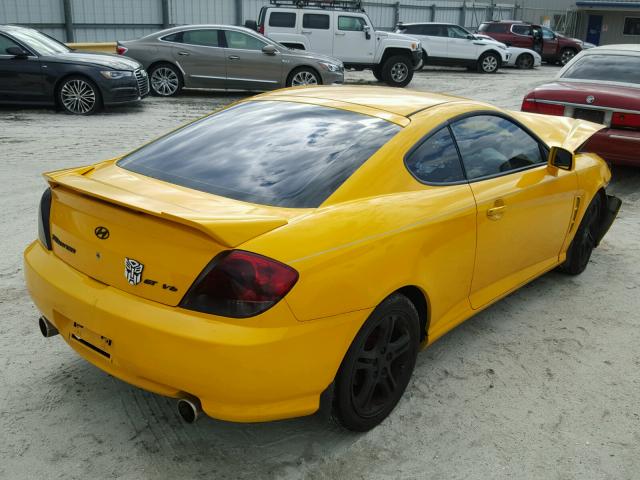 KMHHN65F06U219123 - 2006 HYUNDAI TIBURON GT YELLOW photo 4