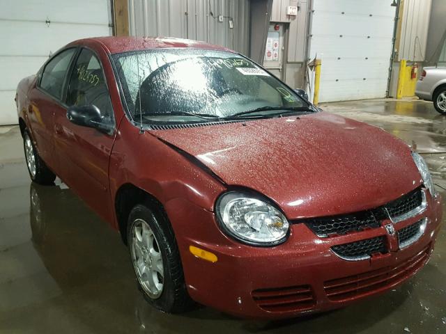 1B3ES56CX5D197629 - 2005 DODGE NEON SXT BURGUNDY photo 1