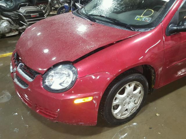 1B3ES56CX5D197629 - 2005 DODGE NEON SXT BURGUNDY photo 10