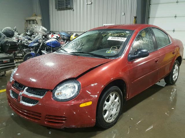 1B3ES56CX5D197629 - 2005 DODGE NEON SXT BURGUNDY photo 2