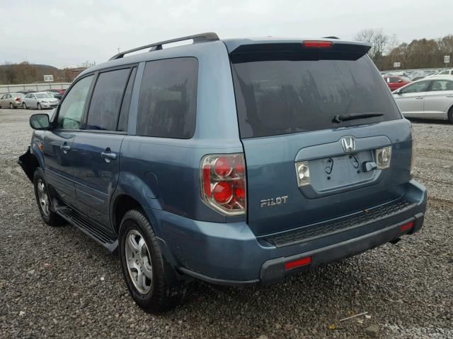 5FNYF28778B000590 - 2008 HONDA PILOT EXL BLUE photo 3