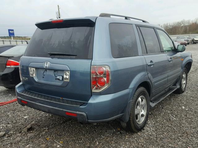 5FNYF28778B000590 - 2008 HONDA PILOT EXL BLUE photo 4