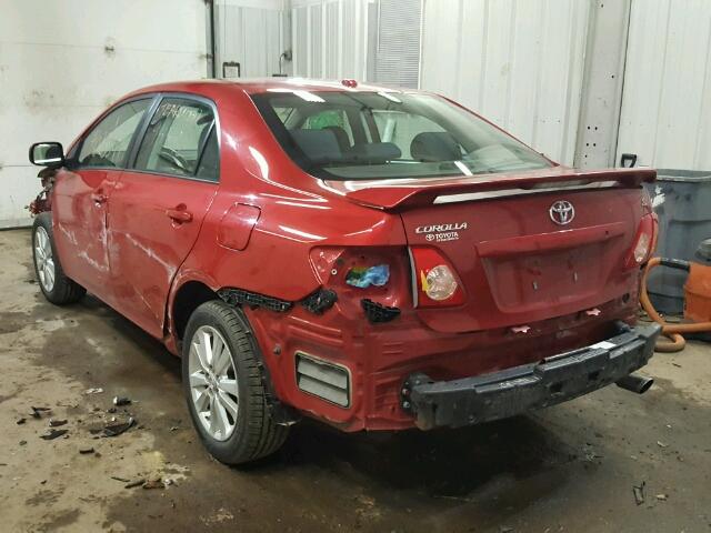 1NXBU4EE6AZ366818 - 2010 TOYOTA COROLLA BA RED photo 3