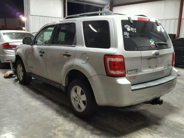 1FMCU93178KA44017 - 2008 FORD ESCAPE XLT SILVER photo 3