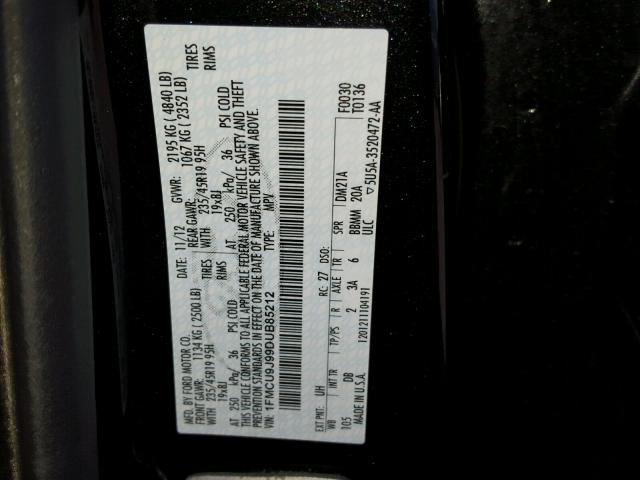 1FMCU9J99DUB85212 - 2013 FORD ESCAPE TIT BLACK photo 10