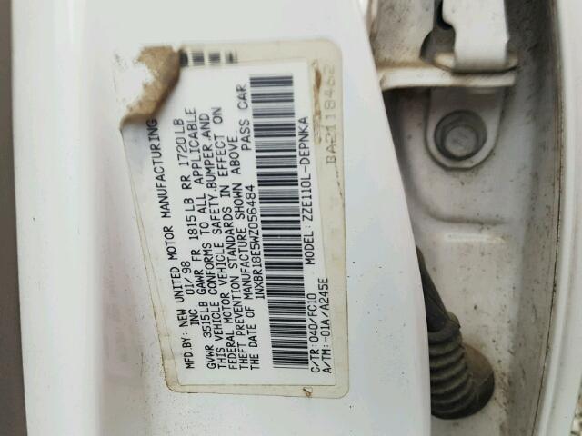 1NXBR18E5WZ056484 - 1998 TOYOTA COROLLA VE WHITE photo 10