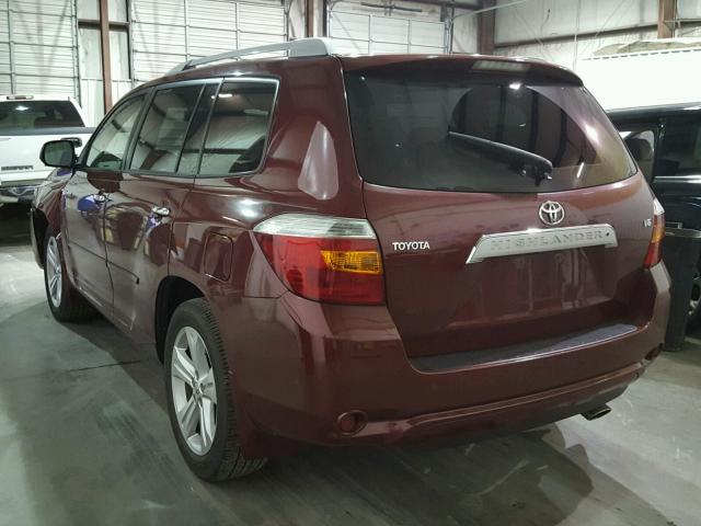 JTEDS42A082062552 - 2008 TOYOTA HIGHLANDER MAROON photo 3