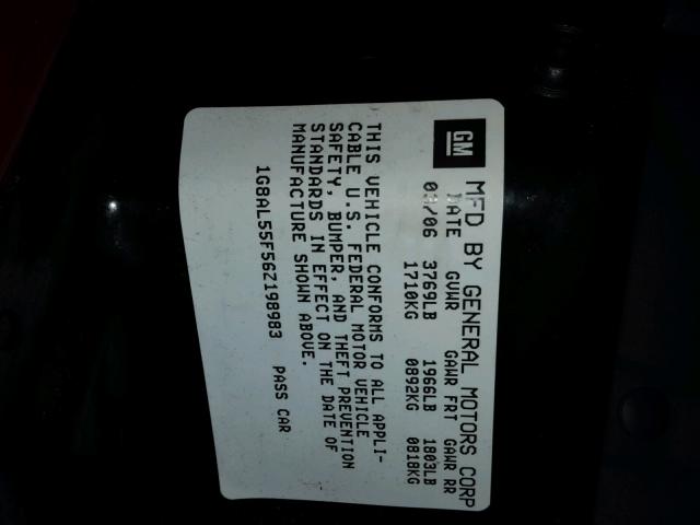 1G8AL55F56Z198983 - 2006 SATURN ION LEVEL 勃艮第红 照片 10