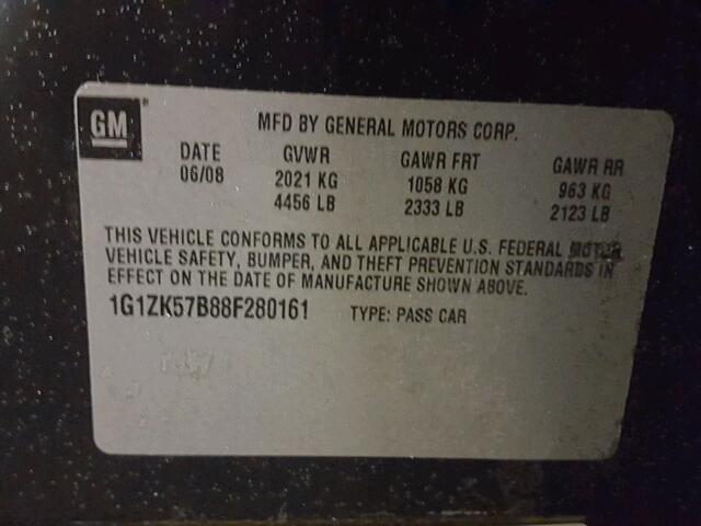 1G1ZK57B88F280161 - 2008 CHEVROLET MALIBU LTZ 黑色 照片 10