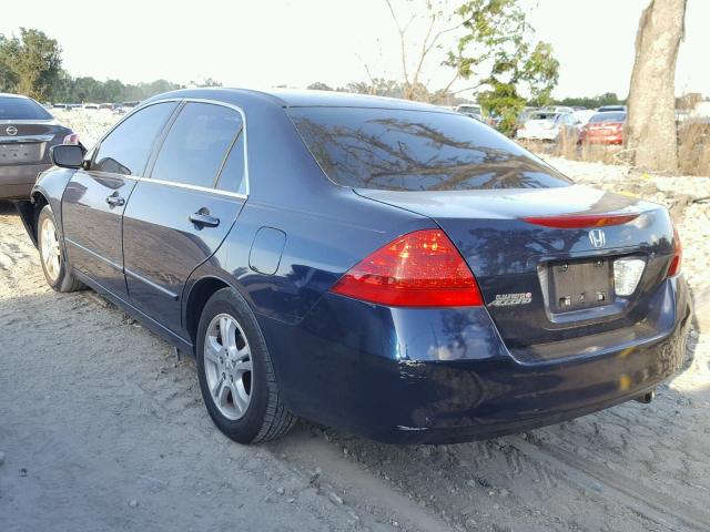 1HGCM563X7A105148 - 2007 HONDA ACCORD SE BLUE photo 3