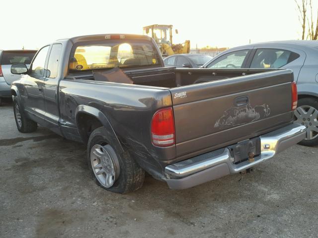 1B7GL42X72S508089 - 2002 DODGE DAKOTA SLT GRAY photo 3