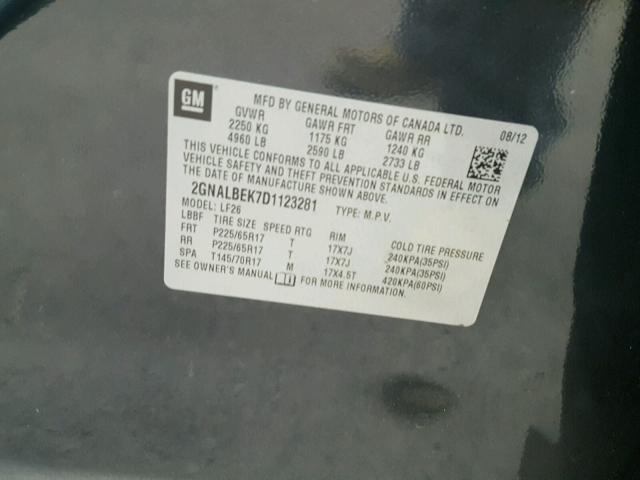 2GNALBEK7D1123281 - 2013 CHEVROLET EQUINOX LS CHARCOAL photo 10