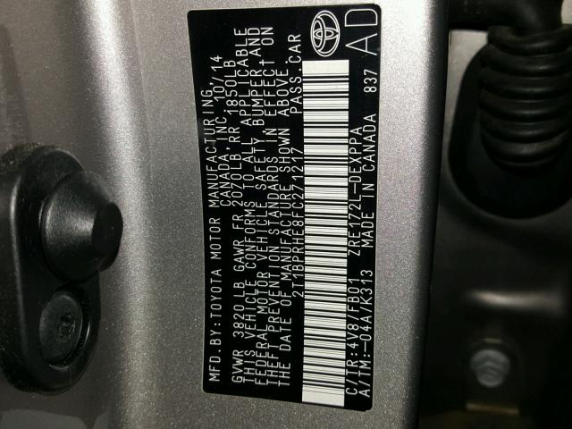 2T1BPRHE8FC271217 - 2015 TOYOTA COROLLA EC 米色 照片 10