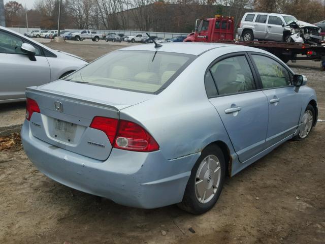 JHMFA36287S014257 - 2007 HONDA CIVIC HYBR BLUE photo 4